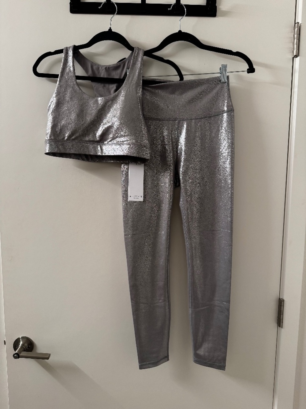 NWT Set! ALLFENIX Womens' Silver Metallic Activewear Set